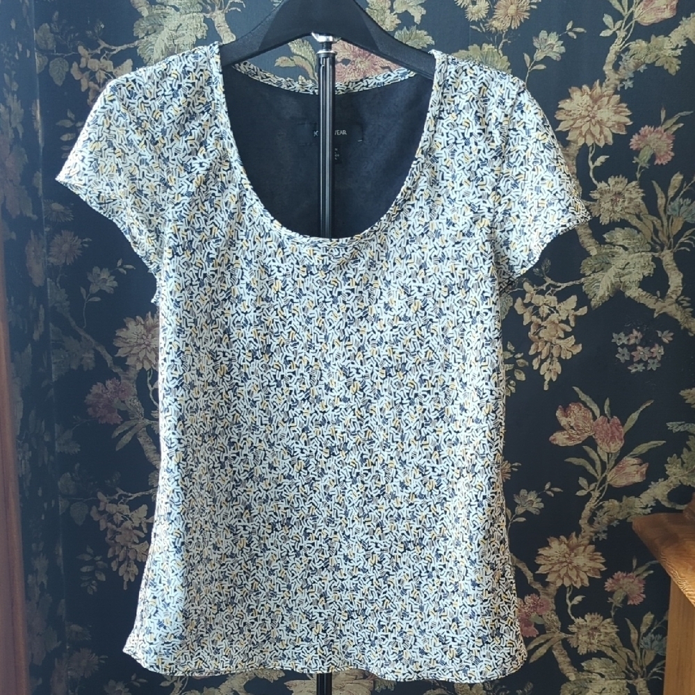 Jones Wear Short Sleeve Lined Abstract Print Business Casual Blouse Size 4